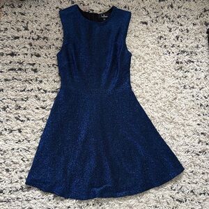 Lulu’s Navy Blue Sparkle Sleeveless Skater Flare Dress size S